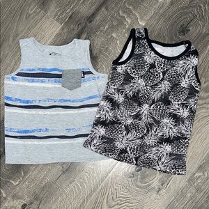 Old Navy Kids Tank Tops - Gray, Blue, and Black Pineapple Print
